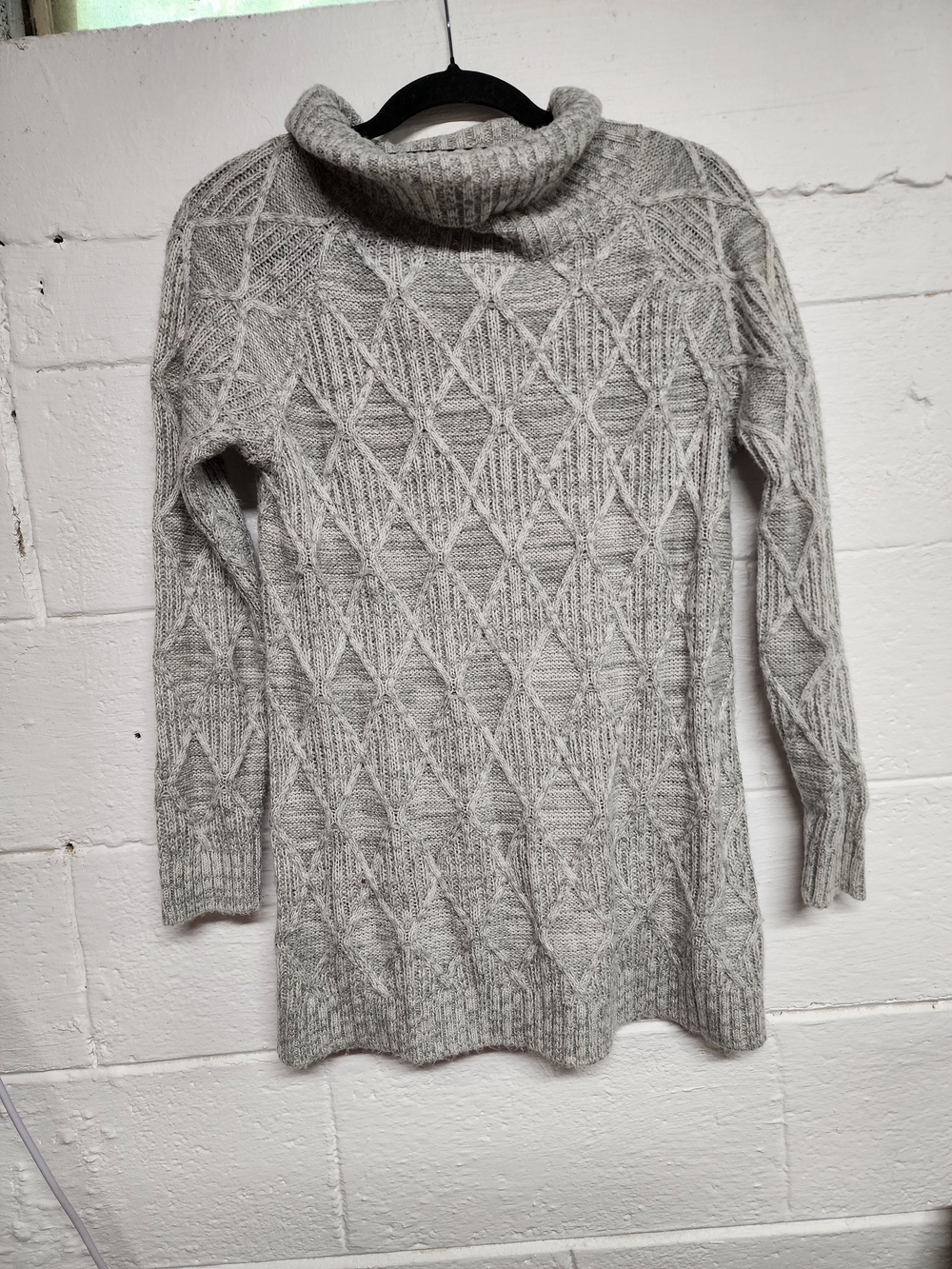 Isabel Maternity by Ingrid & Isabel Light Gray Cable Knit Turtleneck Sweater